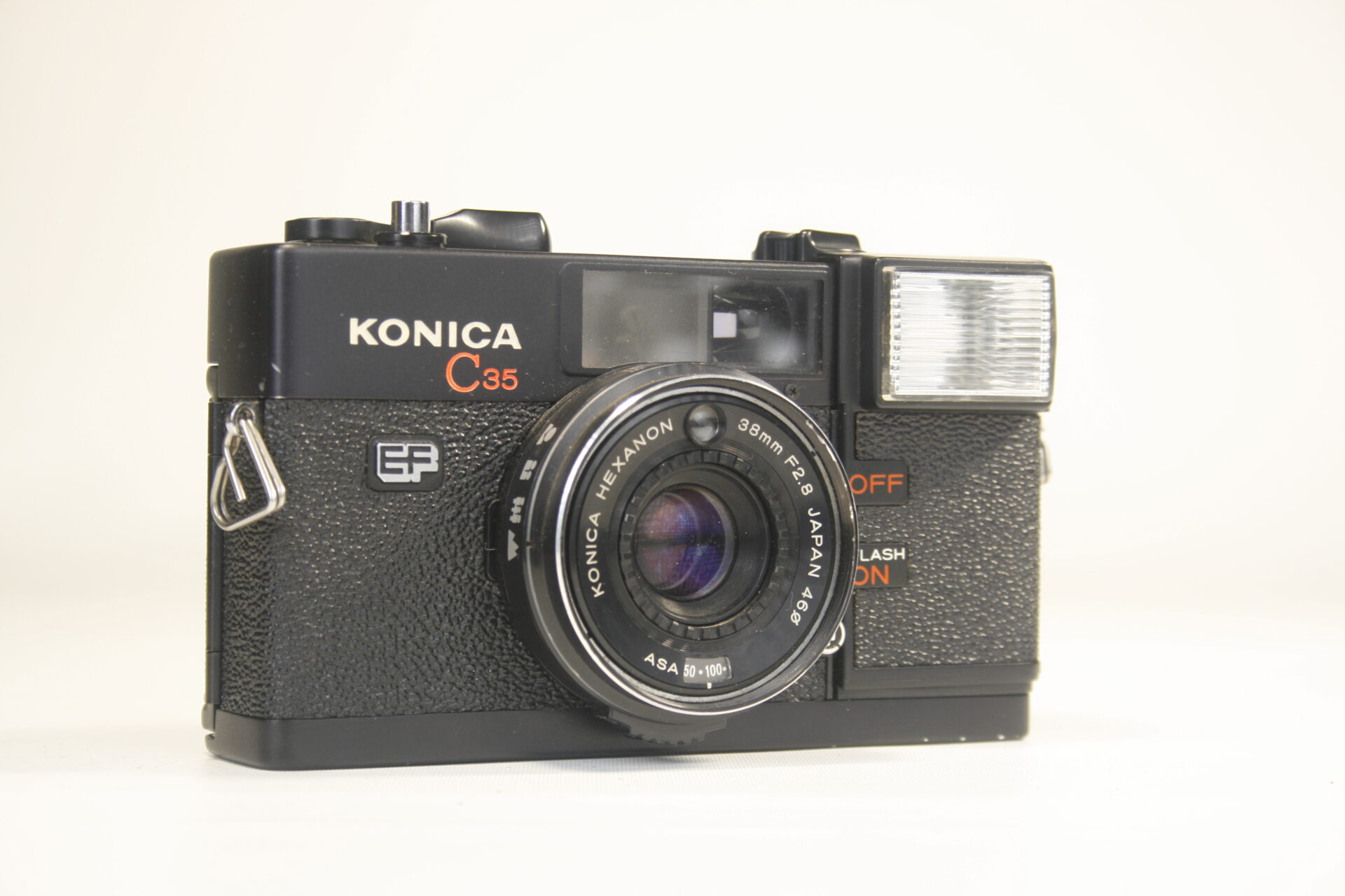 Konica C35 EF. 35mm Compact camera. 1975. Japan
