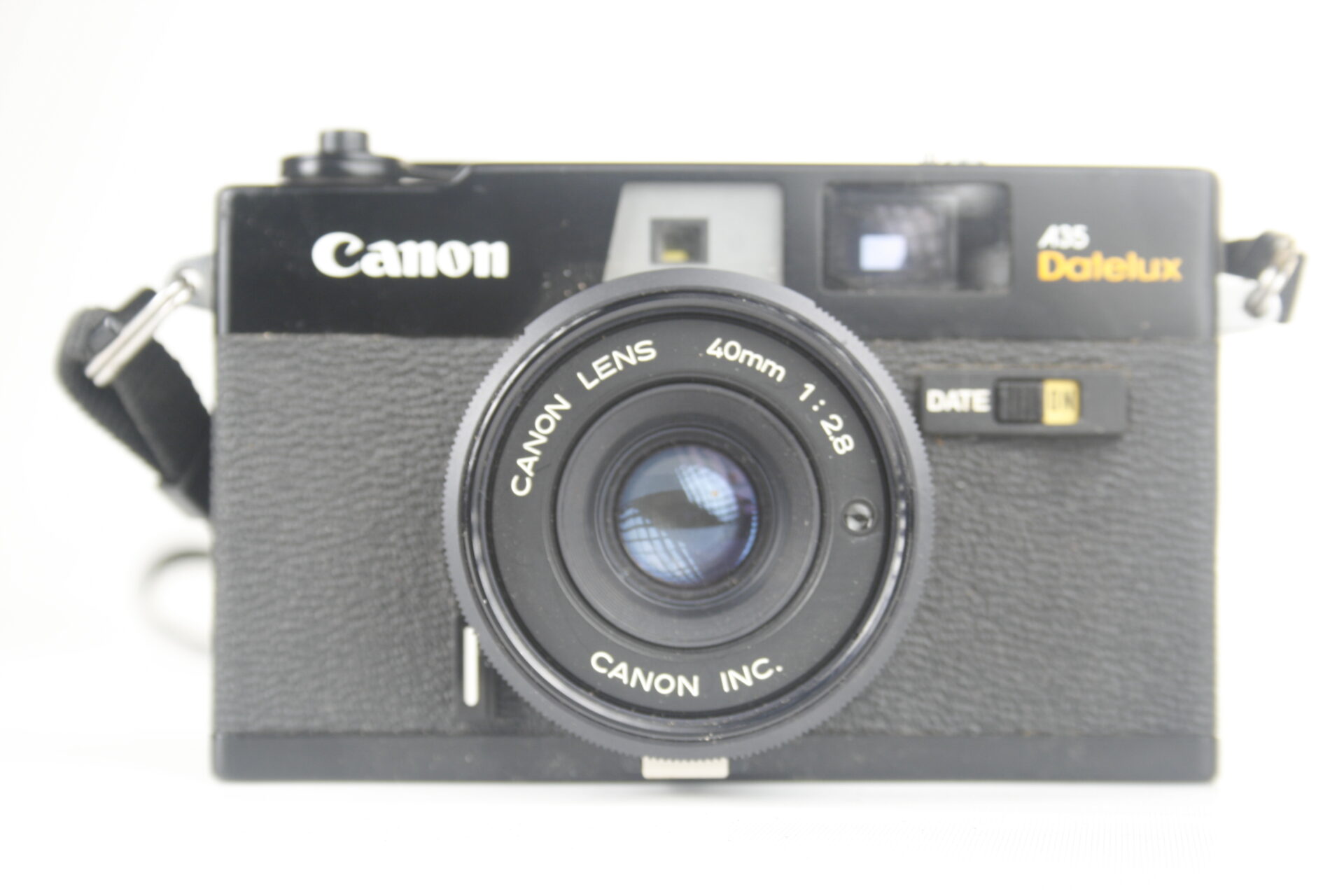 Canon A35 Datelux. 35mm rangefinder camera met data print. 1977. Japan.