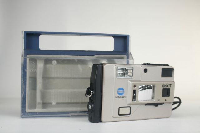 Minolta Disc-7 compact camera. Disc film. 1983. Japan