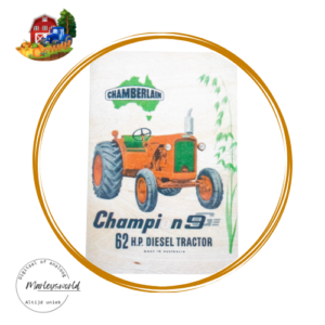 Houten plaatje. Afbeelding tractor. Chamberlain.